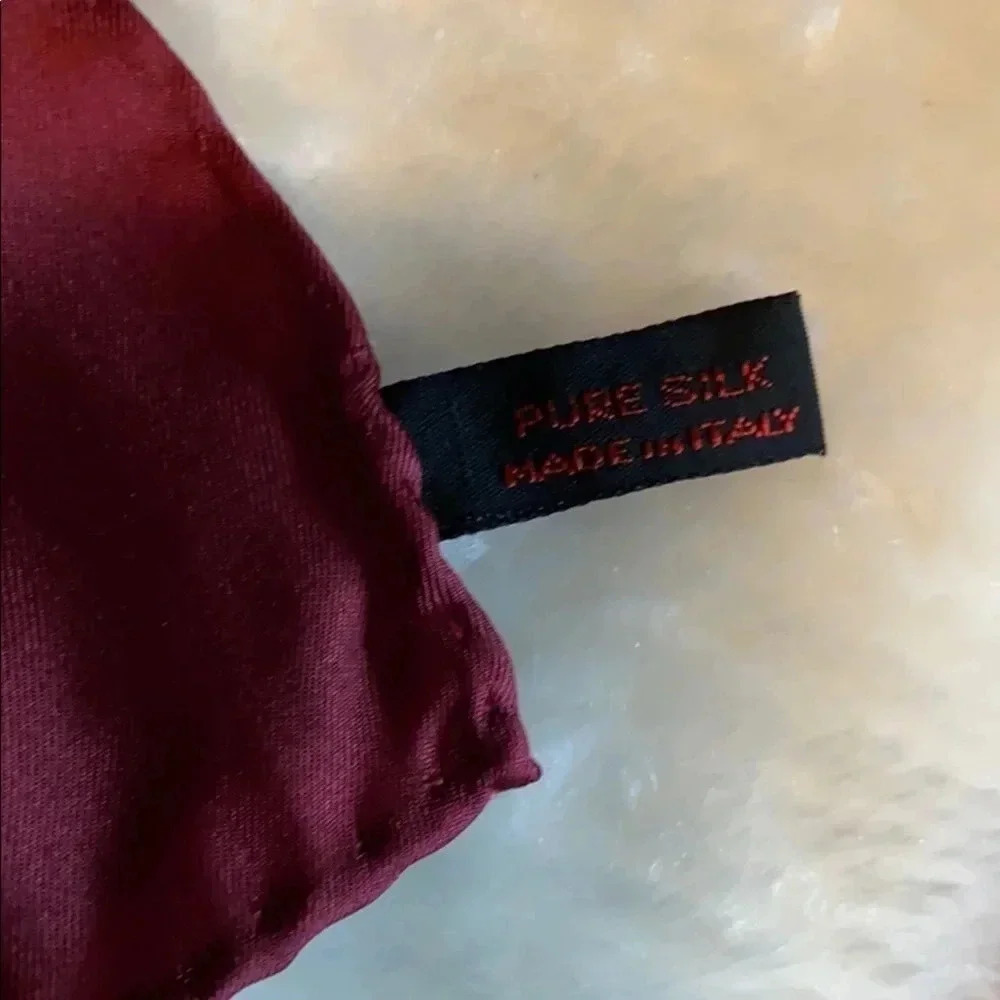 Made in Italy  burgundy Silk Men's Tuxedo Scarf - Picture 7 of 11